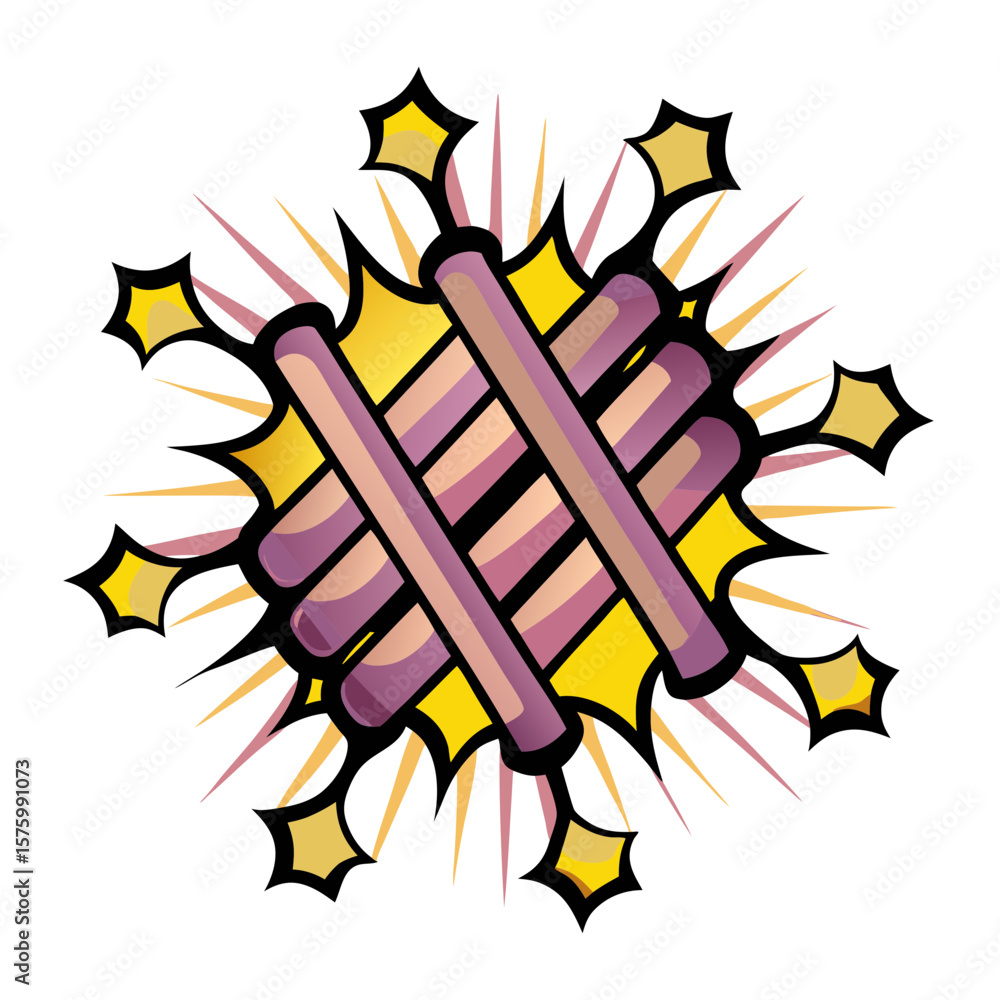 Aufkleber isolated vector image in comic book style with vibrant explosion design on a transparent background