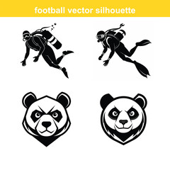 Obraz premium Diver,Underwater Diving,Black silhouette of a scuba diver wearing a wetsuit swimming underwater vector art,