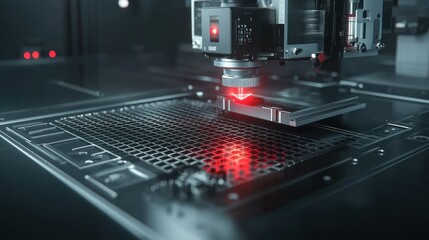 Close-up view of a high-precision industrial machine.