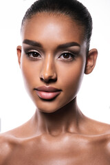 Stunning Portrait of a Beautiful Young Woman with Elegant Makeup and Smooth, Flawless Skin