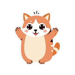 Obraz premium Cute Cat Sticker: Adorable, playful orange cat sticker with endearing eyes and a cheeky tongue sticking out, set to charm and brighten any surface.