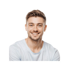 Obraz premium Portrait of A Man Smiling: Captivating portrait of a radiant smile in his eyes. The image exudes warmth and charisma.