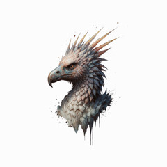 Fototapeta premium Mythical Creature: A majestic griffin portrait, rendered in detailed watercolor style, with a piercing gaze and a powerful presence.