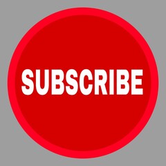 red glossy icon with subscribe text 