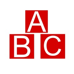 alphabet blocks on white background