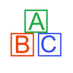 abc blocks on white