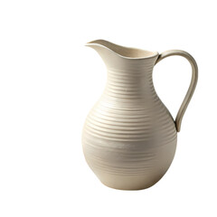 CreamColored Pitcher with Vertical Ridges isolated on transparent background