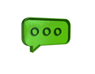 Green speech bubble ellipsis 3D render