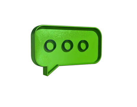 Green speech bubble ellipsis 3D render