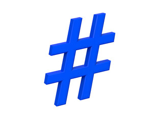 Obraz premium Isolated blue hashtag symbol on black