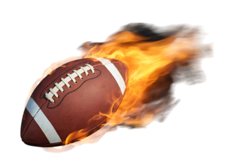 An Exciting Image of a Football Engulfed in Flames with a Black Backdrop The Football is a Symbol of Power