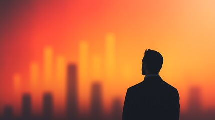 Fototapeta premium Businessman Silhouette at Sunrise, Success and Growth