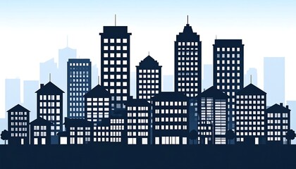 Silhouette cityscape panorama