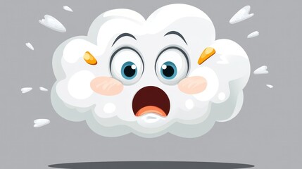 Cartoon cloud with surprised expression