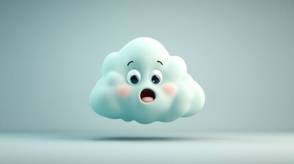 Light blue cloud emoji with surprised expression