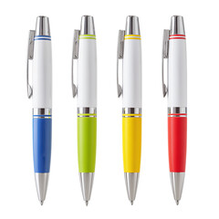 Colorful Pens Collection on Black Background: A Study in Office and School Supplies