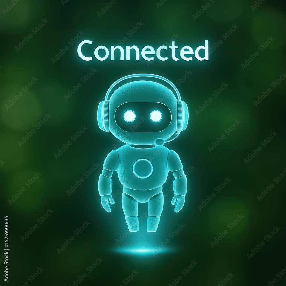 Poster a friendly robot with a glowing form, representing the concept of 