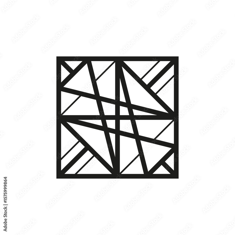 Fototapete Geometric square logo icon. Square concept vector design with minimalistic linear style