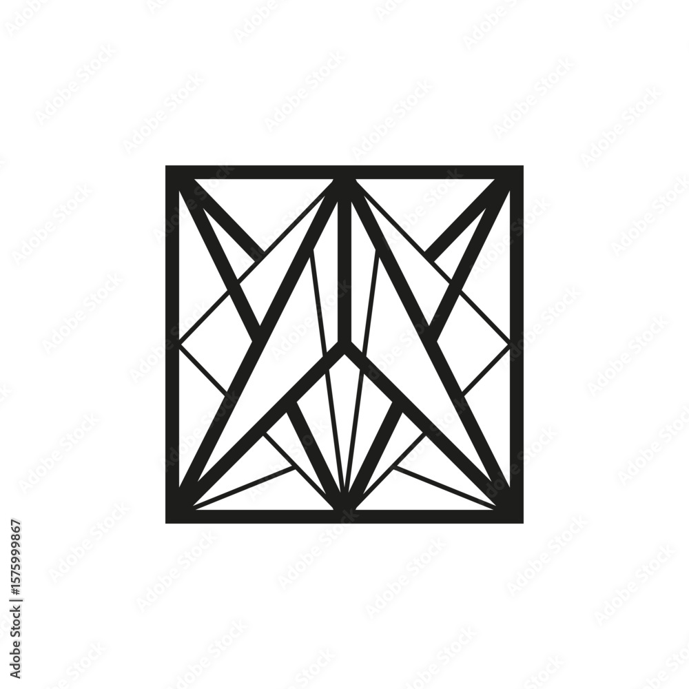 Poster geometric square logo icon. square concept vector design with minimalistic linear style