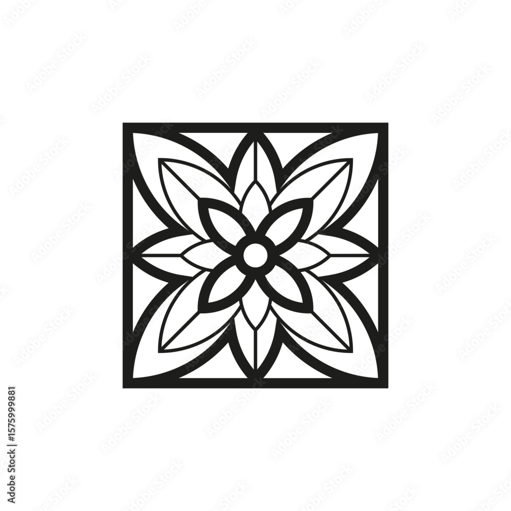 Poster geometric square logo icon. square concept vector design with minimalistic linear style