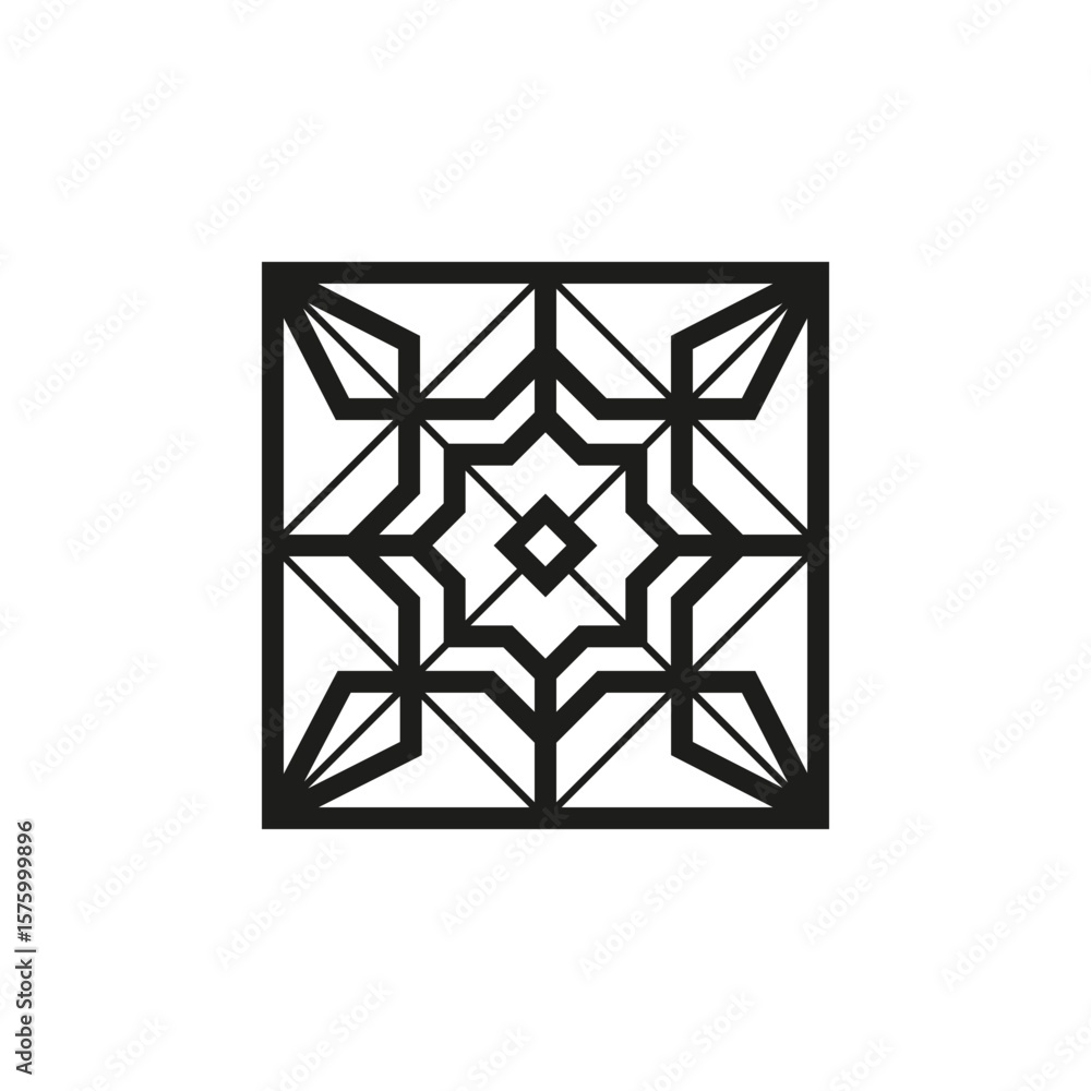 Fototapete Geometric square logo icon. Square concept vector design with minimalistic linear style