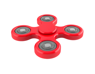 Red fidget spinner on black background