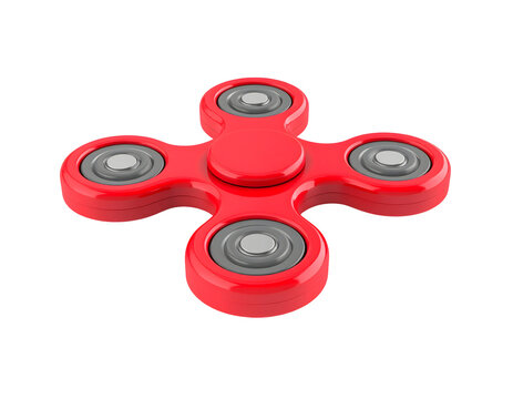 Red fidget spinner on black background