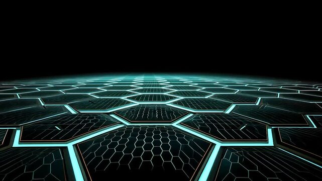 Abstract hexagonal grid with turquoise accents