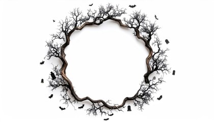 Obraz premium Halloween frame, circular, branches, bats