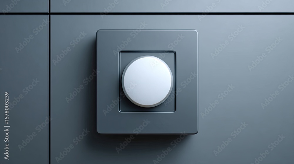 Poster modern minimalist light switch on gray wall with soft shadow creating an elegant and contemporary at