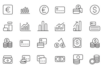 Line Icon Set: Finance, Banking, Payments & Currency