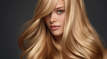 Naklejka premium Hair-focused studio portrait showcasing color, texture, and styling in clean lighting #13