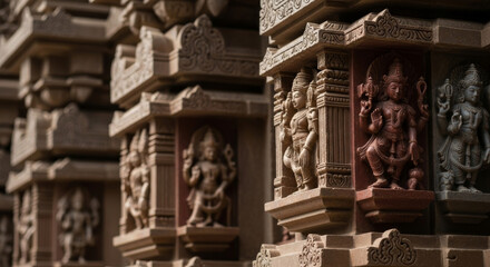 Naklejka premium Intricate Hindu Temple Carvings