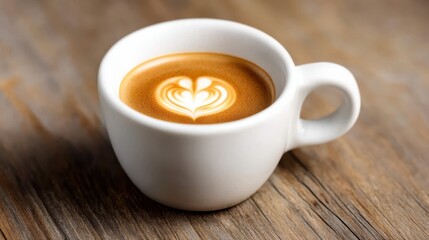 Warm Cup of Coffee with Heart Shape Foam Creating Cozy Morning Vibe