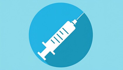 Simple syringe icon on a light blue background