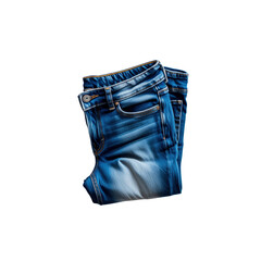 Folded Denim Jeans - Fashionable Blue Jeans Closeup