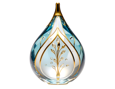 Decorative teardrop with golden accents