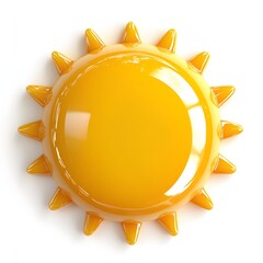 Polished yellow sun icon on a white background.