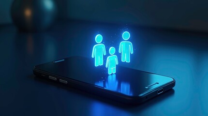 People Icons showing Connection between each other through mobile futuristic digital interface with stylus Interacting on Touchscreen Tablet.
