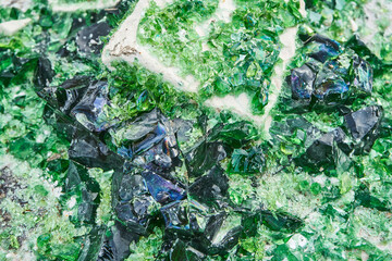 broken glass, green color abstract background