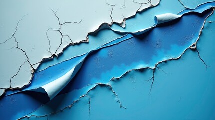 teal painted torn paper ripped in the middle isolated on a white background, 3d renders