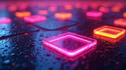 A closeup of the pink carbon fibers forming an intricate pattern on top, glowing with light. Generative AI.