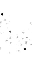 Simple design with gray and black stars scattered on a white background. Ideal for backgrounds, cards, or websites.