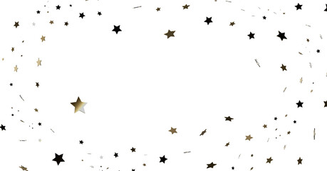 Gold and Black Star Confetti on White