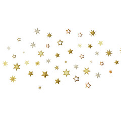 Sparkling gold and silver stars scattered on a white background, perfect for festive designs.
