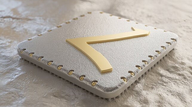 Golden seven, textured square, stone background, digital art, website icon