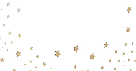 Gold and Silver Stars on White Background