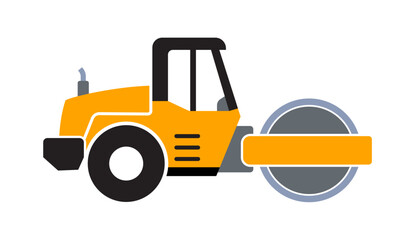 simple road steam roller side view simplified icon symbol vector isolated on transparent background
