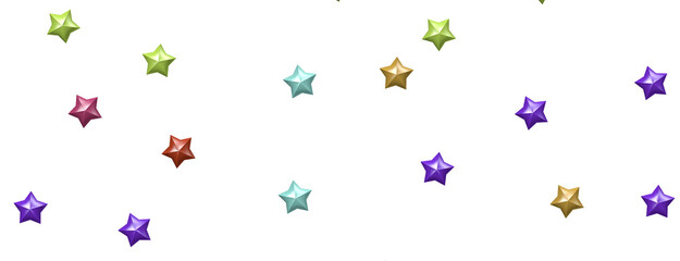 Image of colorful 3D stars scattered on a white background. Perfect for backgrounds, decorations, and more!