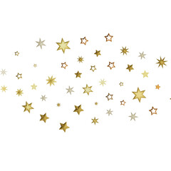 Sparkling gold stars on white. Perfect for holiday, celebration, and magical themes.